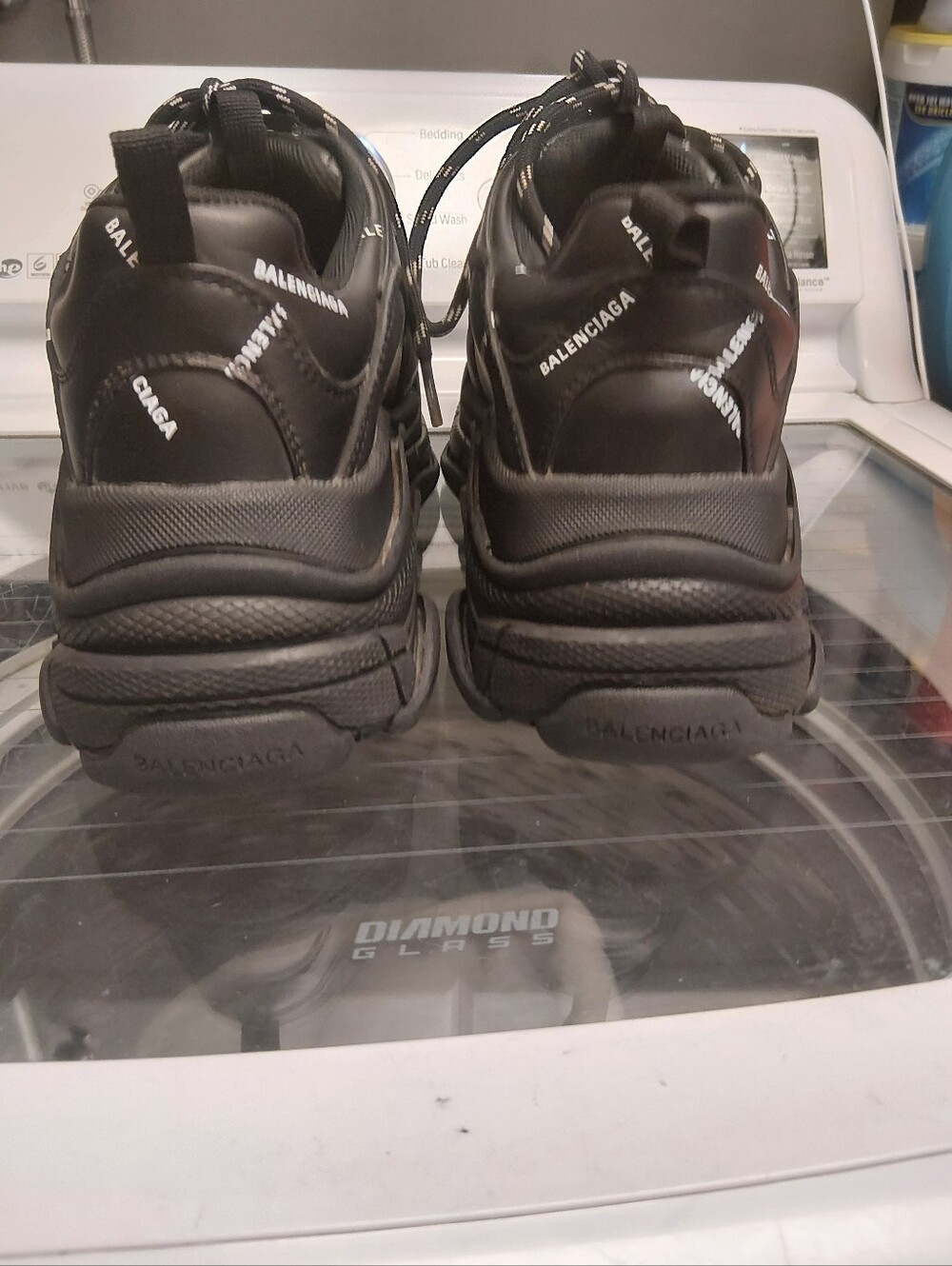 Balenciaga Black Triple S Lace-Up allover Logo Sneakers(Yes Their Real!!!) - Picture 8 of 16